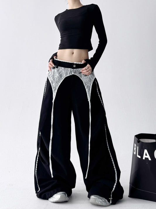 Y2K/Korean Street/Race Wide-Leg Pants【w002602001】