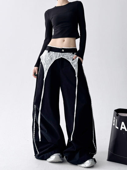 Y2K/Korean Street/Race Wide-Leg Pants【w002602001】
