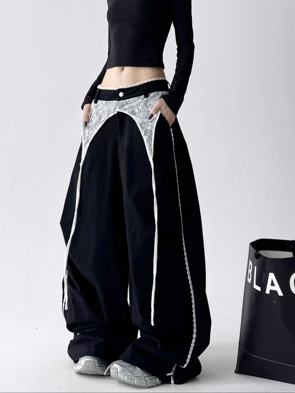 Y2K/Korean Street/Race Wide-Leg Pants【w002602001】