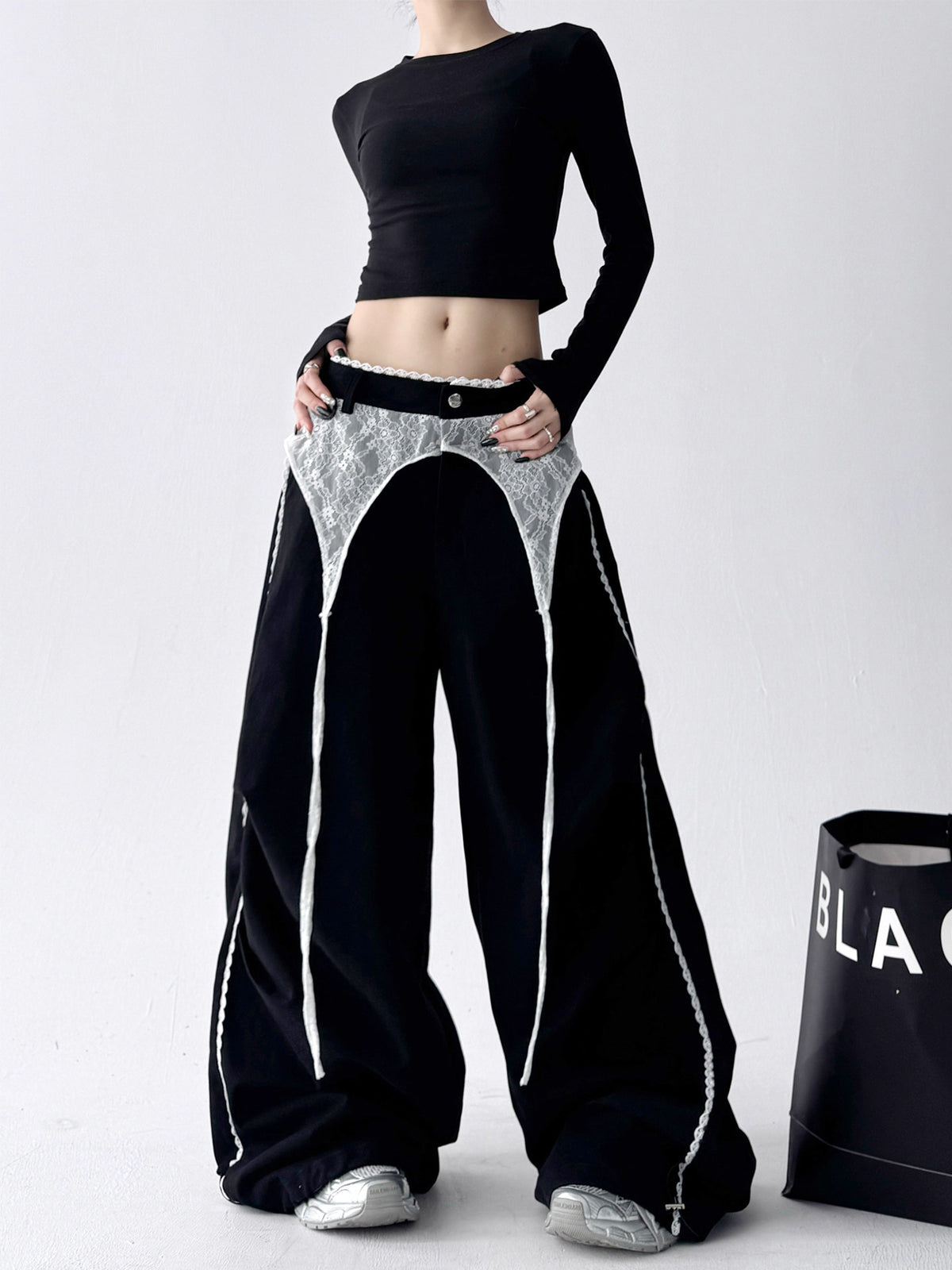 Y2K/Korean Street/Race Wide-Leg Pants【w002602001】