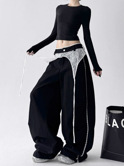 Y2K/Korean Street/Race Wide-Leg Pants【w002602001】